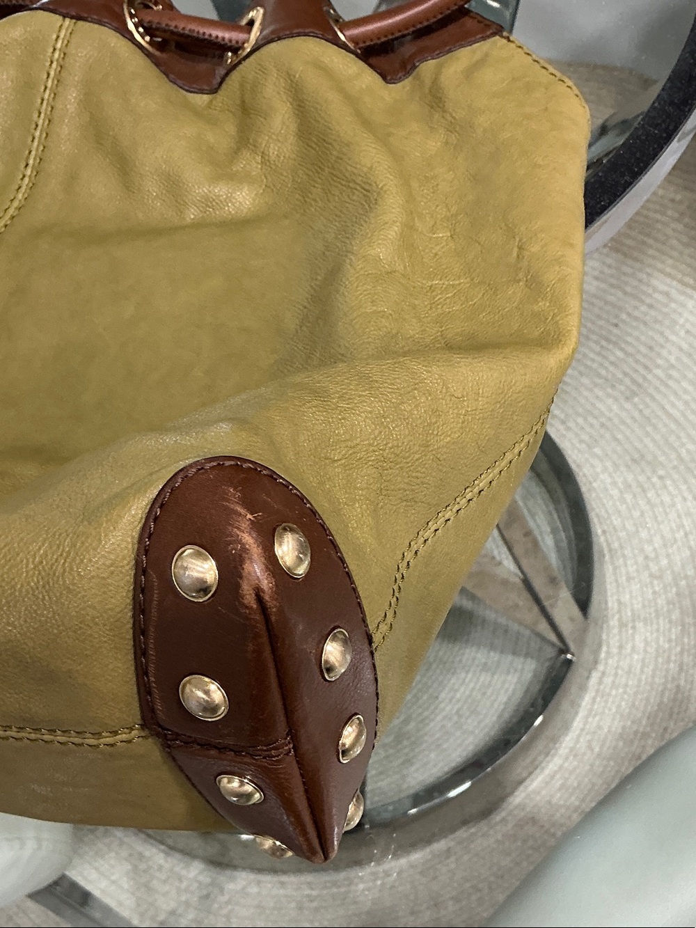 Michael Kors Olive and Brown Drawstring Shoulder Tote - Picture 9 of 13